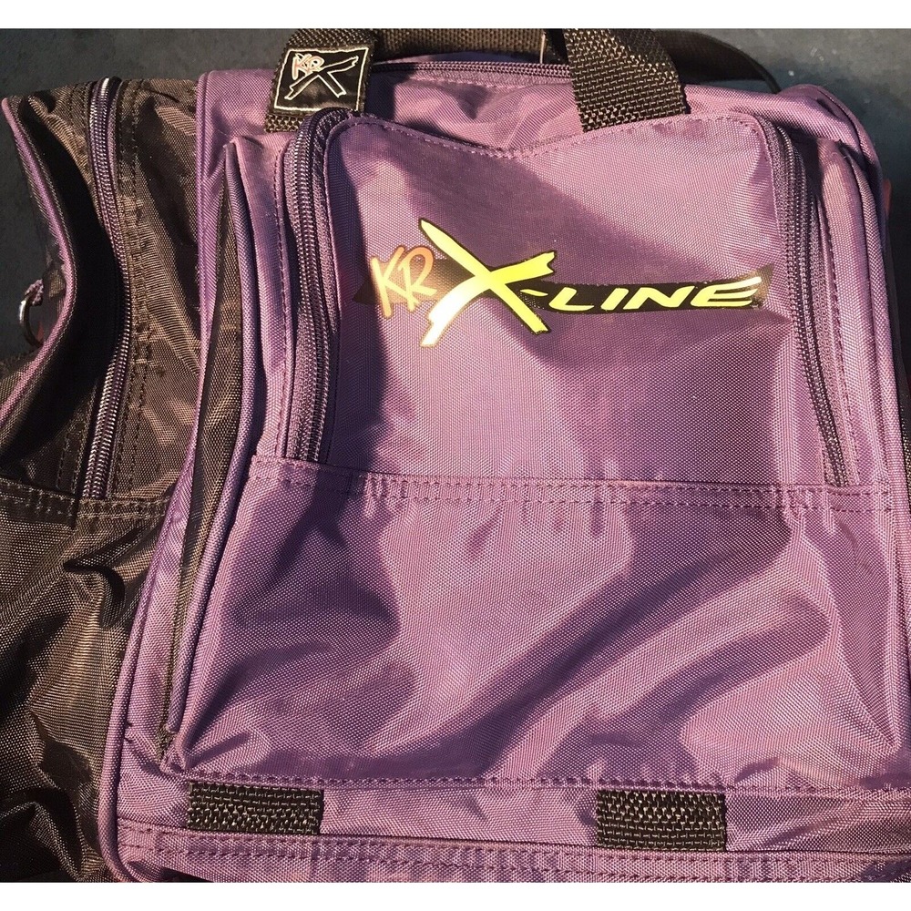 KR X-Line Purple 1 Ball Bowling And Shoe Bag 3 Zipper Compartments Nylon